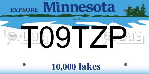 T09TZP Minnesota License Plate