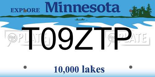 T09ZTP Minnesota License Plate
