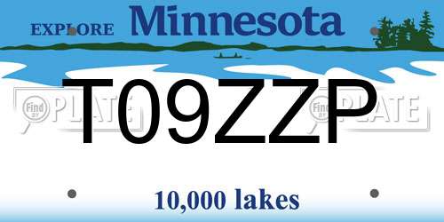T09ZZP Minnesota License Plate