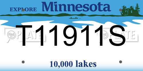 T11911S Minnesota License Plate