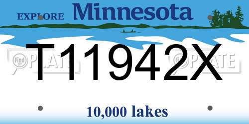 T11942X Minnesota License Plate