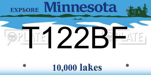 T122BF Minnesota License Plate