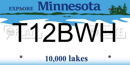 T12BWH Minnesota License Plate