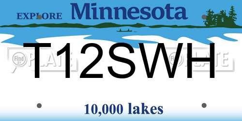 T12SWH Minnesota License Plate
