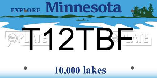 T12TBF Minnesota License Plate