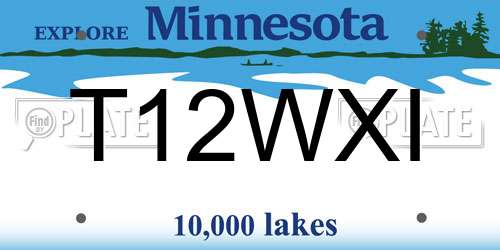 T12WXI Minnesota License Plate