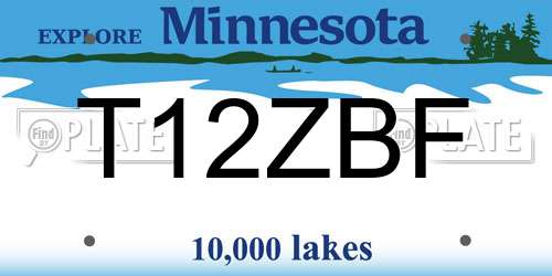 T12ZBF Minnesota License Plate