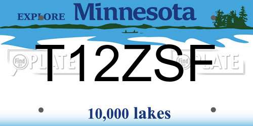 T12ZSF Minnesota License Plate