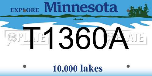 T1360A Minnesota License Plate