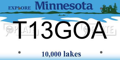 T13GOA Minnesota License Plate