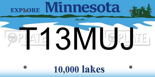 T13MUJ Minnesota License Plate