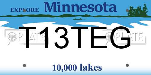 T13TEG Minnesota License Plate