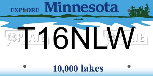 T16NLW Minnesota License Plate