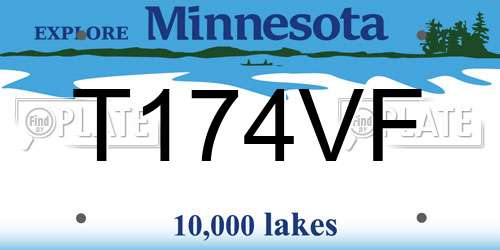 T174VF Minnesota License Plate