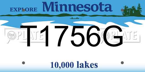 T1756G Minnesota License Plate