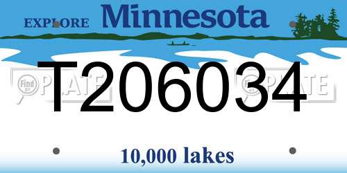 T206034 Minnesota License Plate