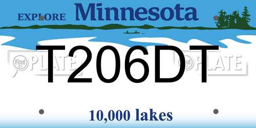 T206DT Minnesota License Plate