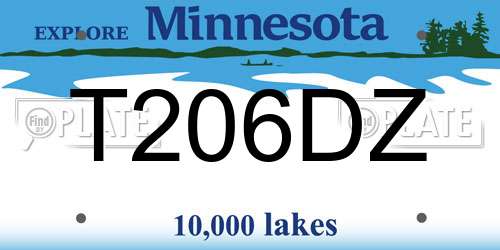 T206DZ Minnesota License Plate