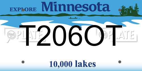 T206OT Minnesota License Plate