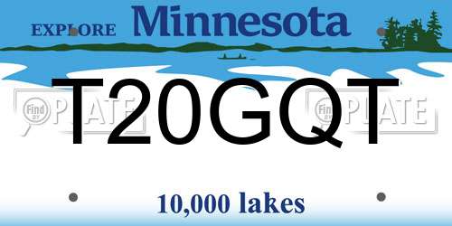 T20GQT Minnesota License Plate