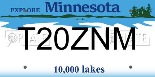 T20ZNM Minnesota License Plate