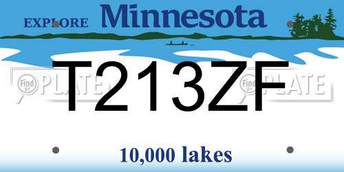 T213ZF Minnesota License Plate