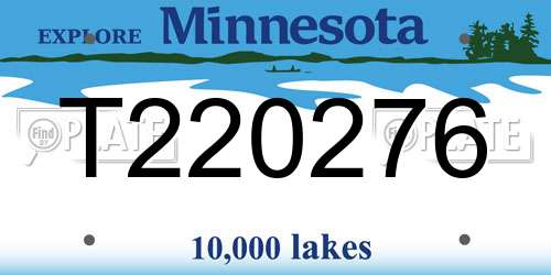 T220276 Minnesota License Plate
