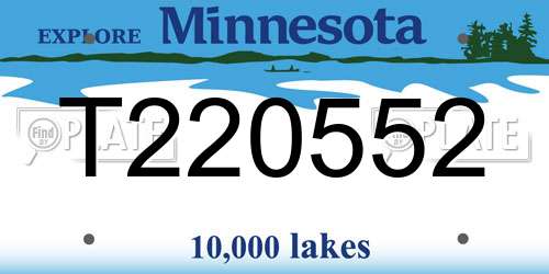 T220552 Minnesota License Plate