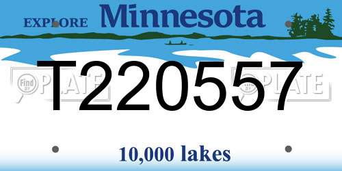 T220557 Minnesota License Plate