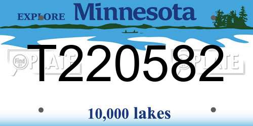 T220582 Minnesota License Plate