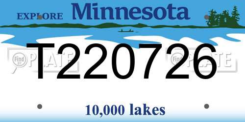 T220726 Minnesota License Plate