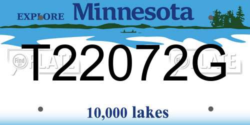 T22072G Minnesota License Plate