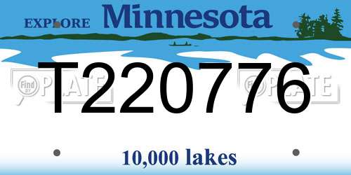 T220776 Minnesota License Plate