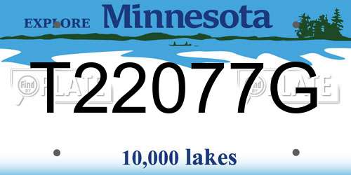 T22077G Minnesota License Plate