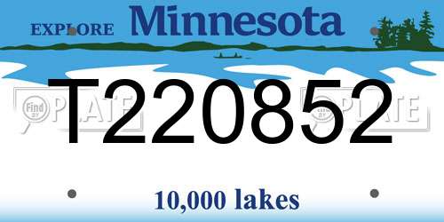 T220852 Minnesota License Plate