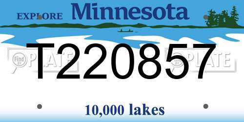 T220857 Minnesota License Plate