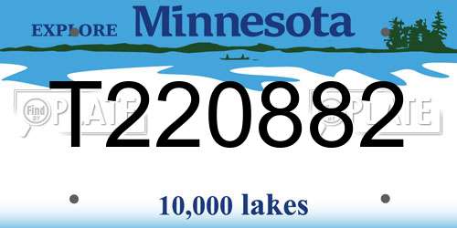 T220882 Minnesota License Plate
