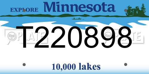 T220898 Minnesota License Plate