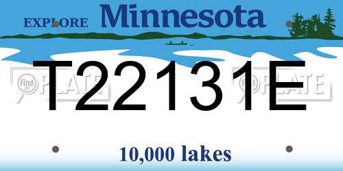 T22131E Minnesota License Plate