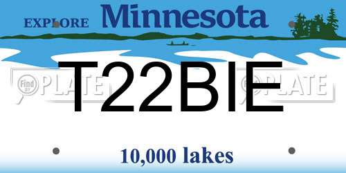 T22BIE Minnesota License Plate