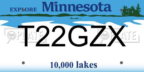 T22GZX Minnesota License Plate