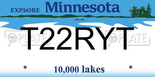 T22RYT Minnesota License Plate