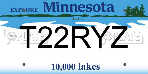 T22RYZ Minnesota License Plate