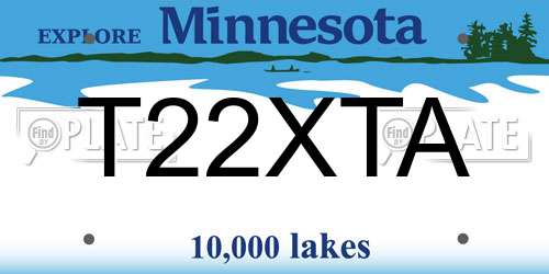 T22XTA Minnesota License Plate
