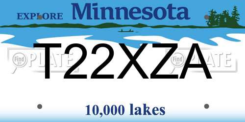 T22XZA Minnesota License Plate
