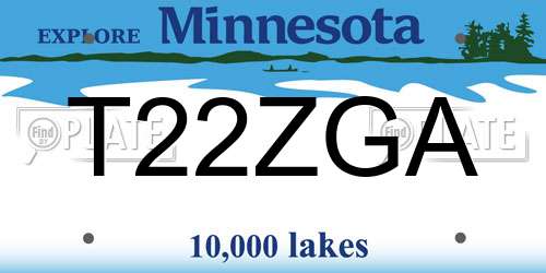 T22ZGA Minnesota License Plate