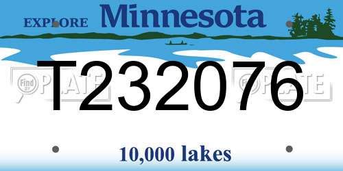 T232076 Minnesota License Plate