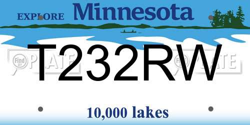 T232RW Minnesota License Plate