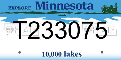 T233075 Minnesota License Plate