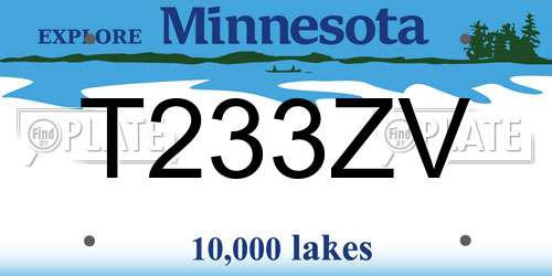 T233ZV Minnesota License Plate